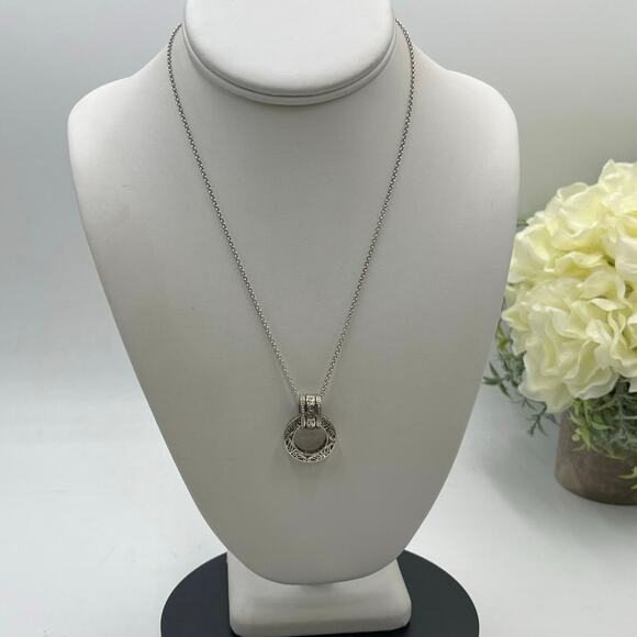 Sterling Silver 925 Filigree Scrollwork Spinner Pendant Fidget Chain Necklace - Picture 1 of 8